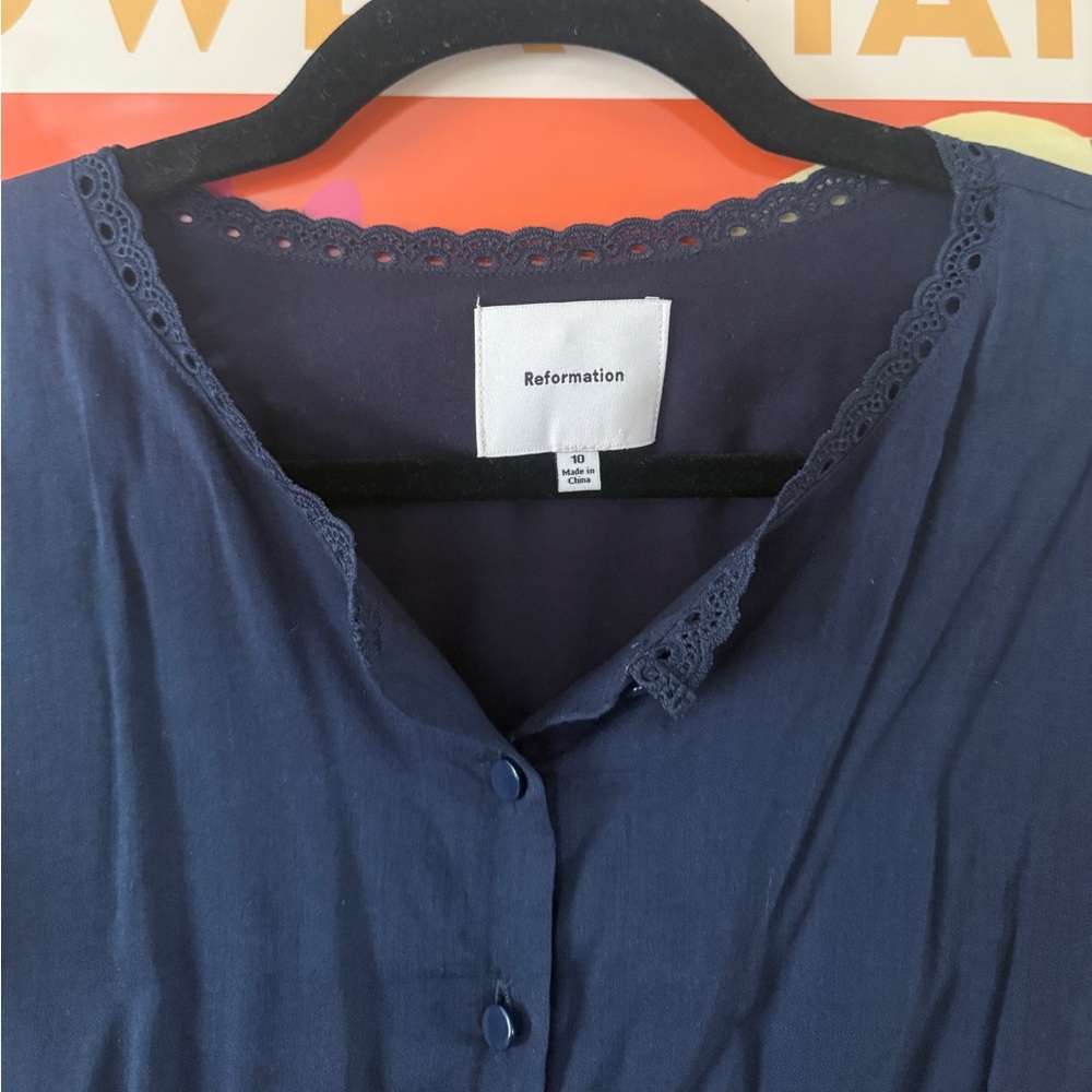 Reformation navy button up top - Picture 8 of 11